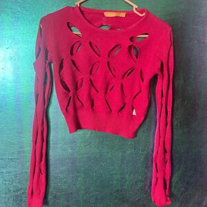 Pink cut out crop top cardigan